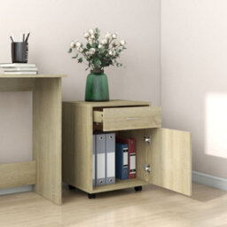 Vidaxl Rolling Cabinet Sonoma Oak 45X38X54 Cm Engineered Wood - thumbnail 3