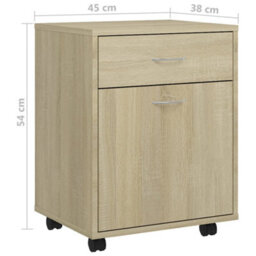 Vidaxl Rolling Cabinet Sonoma Oak 45X38X54 Cm Engineered Wood - thumbnail 8