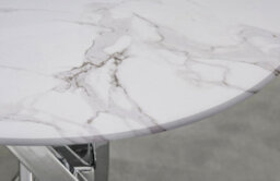 Furniturebox Uk Novara Round Side Table With White Glass Marble Effect Top And Silver Legs - thumbnail 3