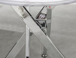 Furniturebox Uk Novara Round Side Table With White Glass Marble Effect Top And Silver Legs - thumbnail 4