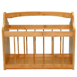 Magazine White Rack Holder Stylish Curved Newspaper Basket Inset Handles Storage - Brown - thumbnail 1