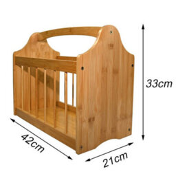 Magazine White Rack Holder Stylish Curved Newspaper Basket Inset Handles Storage - Brown - thumbnail 2