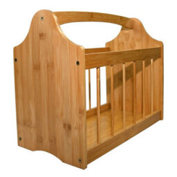 Magazine White Rack Holder Stylish Curved Newspaper Basket Inset Handles Storage - Brown - thumbnail 3