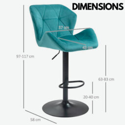 Rafaelo Mobilia Set Of 2 Adjustable Height Retro Blue Bar Stools - thumbnail 8