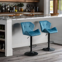 Rafaelo Mobilia Set Of 2 Adjustable Height Retro Blue Bar Stools - thumbnail 6