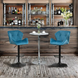 Rafaelo Mobilia Set Of 2 Adjustable Height Retro Blue Bar Stools - thumbnail 3
