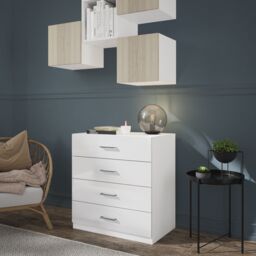 GoodHome Atomia All In One Matt & High Gloss White No Effect 4 Drawer Deep Chest (H)804mm (W)750mm (D)466mm - thumbnail 4