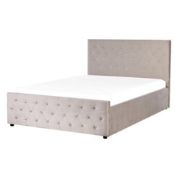 Beliani Ottoman Bed Velvet Amiens 140 X 200 Cm (Eu Double) Taupe - thumbnail 4