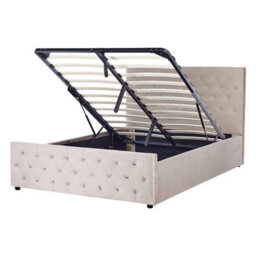 Beliani Ottoman Bed Velvet Amiens 140 X 200 Cm (Eu Double) Taupe - thumbnail 1