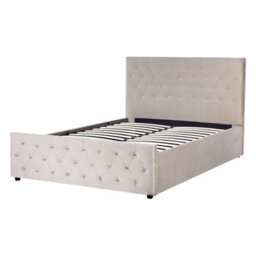 Beliani Ottoman Bed Velvet Amiens 140 X 200 Cm (Eu Double) Taupe - thumbnail 6