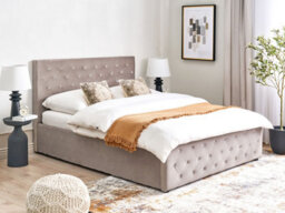 Beliani Ottoman Bed Velvet Amiens 140 X 200 Cm (Eu Double) Taupe - thumbnail 2