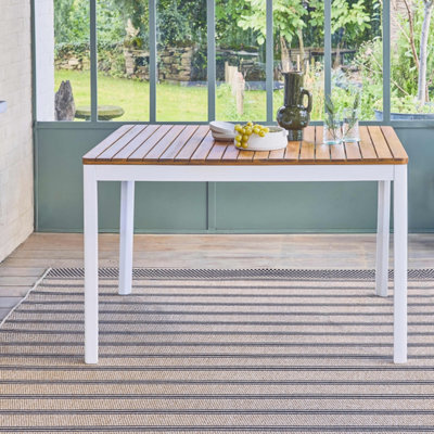 Sweeek - 6-Seater Acacia Wood Garden Table  Senora White 120X80X75 Cm - image 1