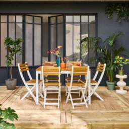 Sweeek - 6-Seater Acacia Wood Garden Table  Senora White 120X80X75 Cm - thumbnail 8