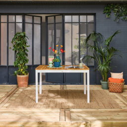 Sweeek - 6-Seater Acacia Wood Garden Table  Senora White 120X80X75 Cm - thumbnail 2
