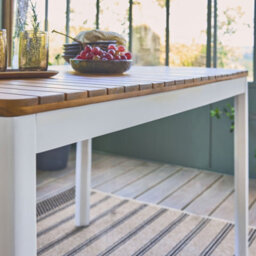 Sweeek - 6-Seater Acacia Wood Garden Table  Senora White 120X80X75 Cm - thumbnail 5