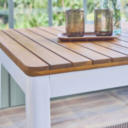 Sweeek - 6-Seater Acacia Wood Garden Table  Senora White 120X80X75 Cm - thumbnail 3