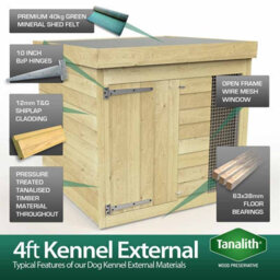 Buttercup Farm 4Ft X 4Ft Dog Kennel And Run - Wood - L127 X W127 X H127 Cm - thumbnail 6
