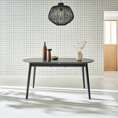 Sweeek - 6 To 8-Seater Extendable Oval Dining Table Black 160X90X75 Cm - Lisa - image 1