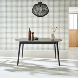 Sweeek - 6 To 8-Seater Extendable Oval Dining Table Black 160X90X75 Cm - Lisa