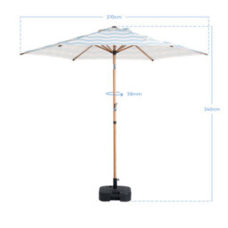 Hayward 2.7M Garden Parasol With Base & Cover, Blue Wave Uv50 Tilt Patio Umbrella With Aluminium Pole - thumbnail 6