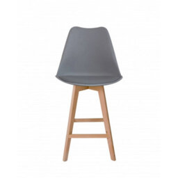 Fusion Living Soho Dark Grey Plastic Bar Stool With Light Wood Legs - thumbnail 6