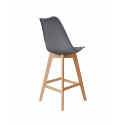 Fusion Living Soho Dark Grey Plastic Bar Stool With Light Wood Legs - thumbnail 3