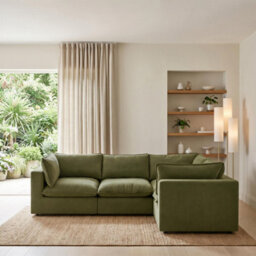 Furniturebox Uk Echo Green Linen-Look Fabric 3 Seater Modular Corner Sofa - thumbnail 2
