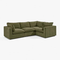 Furniturebox Uk Echo Green Linen-Look Fabric 3 Seater Modular Corner Sofa - thumbnail 6