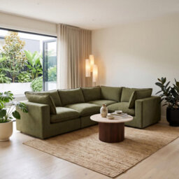 Furniturebox Uk Echo Green Linen-Look Fabric 3 Seater Modular Corner Sofa - thumbnail 5