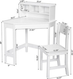 Xample Wooden Kids Study Table And 1 Chair Set With Storage & Reversible Hutch Corner Writing Desk, Art & Homework Station Home & School - thumbnail 3