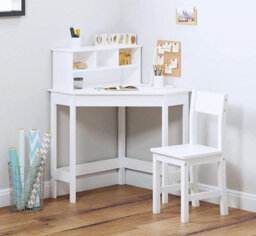 Xample Wooden Kids Study Table And 1 Chair Set With Storage & Reversible Hutch Corner Writing Desk, Art & Homework Station Home & School - thumbnail 1