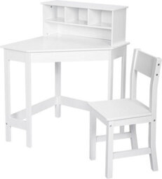 Xample Wooden Kids Study Table And 1 Chair Set With Storage & Reversible Hutch Corner Writing Desk, Art & Homework Station Home & School - thumbnail 2