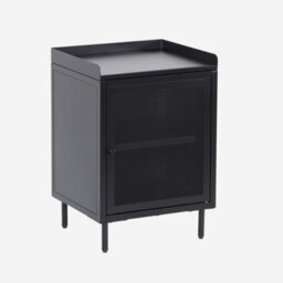Sweeek - Industrial Black Metal Bedside Table With 1 Mesh Door 40 X 37 X 585 Cm - Ohio - thumbnail 1