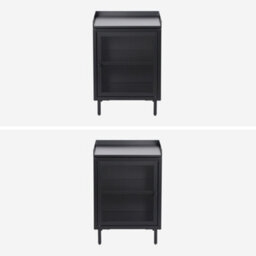 Sweeek - Industrial Black Metal Bedside Table With 1 Mesh Door 40 X 37 X 585 Cm - Ohio - thumbnail 2