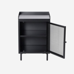 Sweeek - Industrial Black Metal Bedside Table With 1 Mesh Door 40 X 37 X 585 Cm - Ohio - thumbnail 3