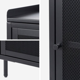 Sweeek - Industrial Black Metal Bedside Table With 1 Mesh Door 40 X 37 X 585 Cm - Ohio - thumbnail 4
