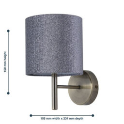 First Choice Lighting Set Of 2 Brea - Antique Brass Wall Lights With Silver Glitter Shades - thumbnail 6