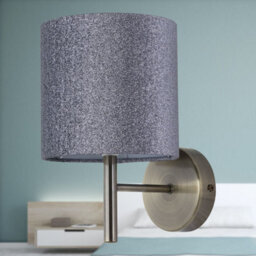 First Choice Lighting Set Of 2 Brea - Antique Brass Wall Lights With Silver Glitter Shades - thumbnail 5