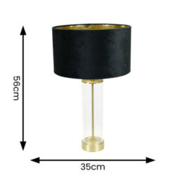 Valuelights Balan Glass With Gold Table Lamp And Black Velvet With Metallic Gold Inner Lamp Shade - thumbnail 4