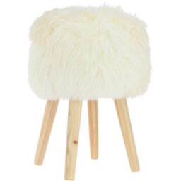 Fenland Sheepskin Fenland's Real Sheepskin Handmade Stool Natural With Wooden Legs - (H) 50Cm (Diameter) 39Cm - thumbnail 2