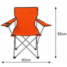 1 X Camping Chair Folding Adult Orange Seat Fishing Deck Beach Garden & Case - thumbnail 2