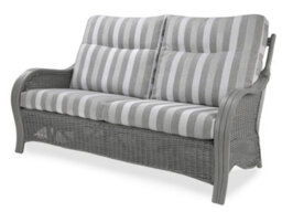 Desser Turin Grey 3 Seater Sofa & 2 Armchairs Indoor Real Cane Rattan Conservatory Suite With Uk Sewn Duke Grey Stripe Cushions - thumbnail 2