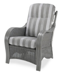 Desser Turin Grey 3 Seater Sofa & 2 Armchairs Indoor Real Cane Rattan Conservatory Suite With Uk Sewn Duke Grey Stripe Cushions - thumbnail 4