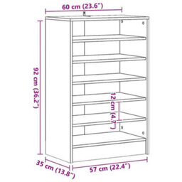 Vidaxl Shoe Cabinet Artisan Oak 60X35X92 Cm Engineered Wood - thumbnail 9