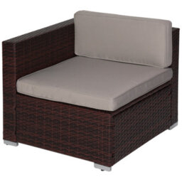 Evre Brown Nevada 6 Seater Rattan Outdoor Garden Furniture Modular Sofa Patio Set With Heavy Glass Coffee Table & Thick Cushions - thumbnail 9