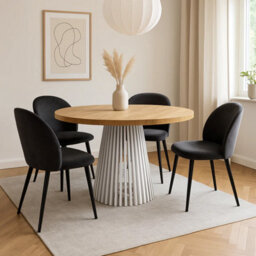 Heze Furniture Ruston Extending Dining Table Scandinavian Style - Gold Craft Oak / White - thumbnail 4