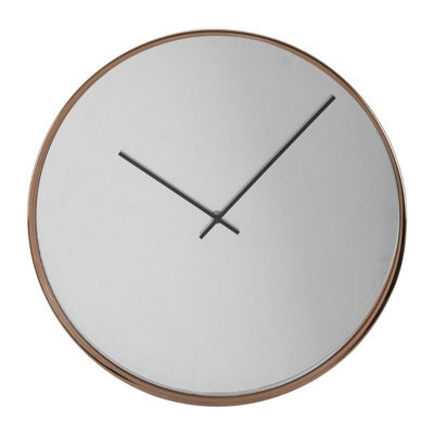 Orsina Mirror Face Wall Clock, Slim Rose Gold Case With Reflective Dial & Black Hands, Analogue Clock For Bedroom - image 1