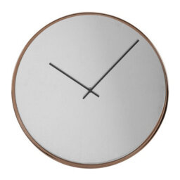 Orsina Mirror Face Wall Clock, Slim Rose Gold Case With Reflective Dial & Black Hands, Analogue Clock For Bedroom