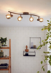Modern Quad Ceiling Spot Light With Black Vaporized Glass Shade And Matching Wall Lights - thumbnail 4
