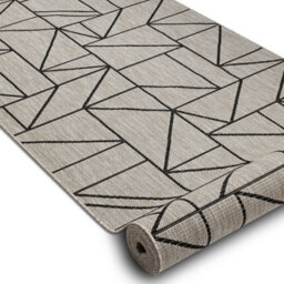 RugsX Runner Sizal Floorlux Design 20605 Triangles, Geometric Silver / Black  70X100 Cm - thumbnail 2